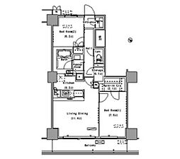 パークアクシス豊洲 5階2LDKの間取り