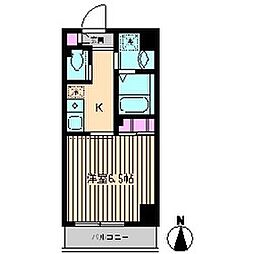 JR山手線 五反田駅 徒歩7分の賃貸マンション 2階1Kの間取り