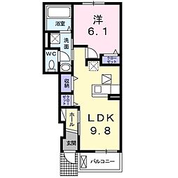 カーサヴェルデ 1LDKの間取図画像