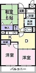 サンプラザ出口 3階2LDKの間取り