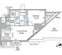 パークアクシス駒込 1DKの間取図画像