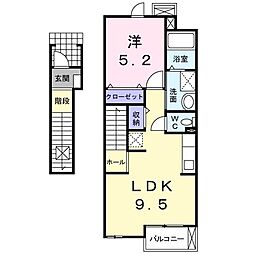 ル・モンヴェール 2階1LDKの間取り