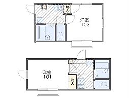 レオパレスプチベルク参番館 1階1Kの間取り