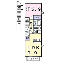 メゾンカミキ 1LDKの間取図画像