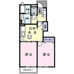 サニーヒルズK-2 2DKの間取図画像