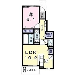 プロムナードＢ 1階1LDKの間取り