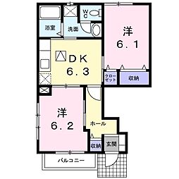 セレーノF 2DKの間取図画像