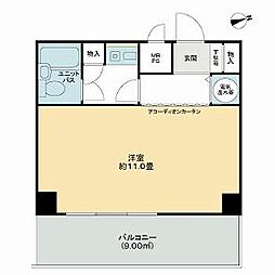 三田富洋ハイツ 10階1Kの間取り