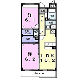 イーメゾンズ豊倉 2LDKの間取図画像