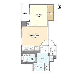 JR山手線 新橋駅 徒歩9分の賃貸マンション 5階1DKの間取り