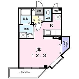 アルドールUTY ワンルームの間取図画像