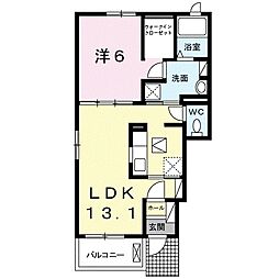 ルーブ　フルール　Ｄ 1階1LDKの間取り