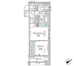 みなとみらい線 日本大通り駅 徒歩9分の賃貸マンション 4階1DKの間取り