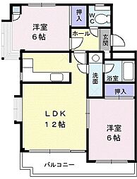 ベルエアー稲和 2LDKの間取図画像