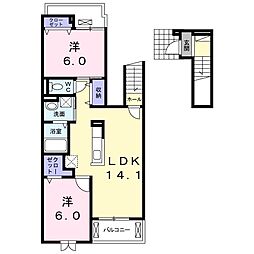 ビオーラ上三川 2LDKの間取図画像