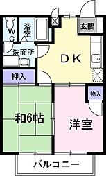 メゾンド・ファミーユA 2DKの間取図画像