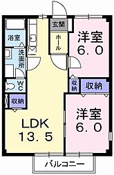 メゾンド・ファミーユB 2LDKの間取図画像