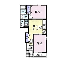 ブリーズ　Ｂ 1階2DKの間取り