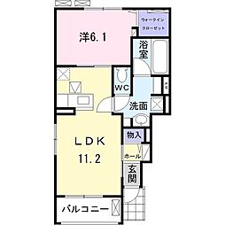 グレイスＢ 1階1LDKの間取り