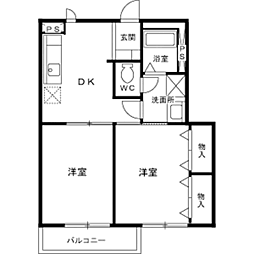 ソレアード文久 2DKの間取図画像