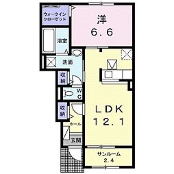 ラディーナA 1LDKの間取図画像