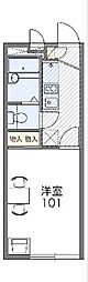 レオパレスメープルリーフ 2階1Kの間取り