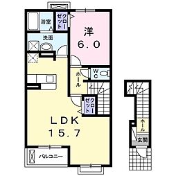 エレガンシア 1LDKの間取図画像
