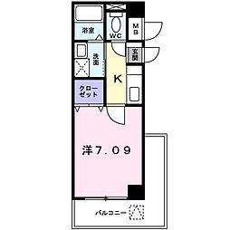 カルフール本牧 1Kの間取図画像