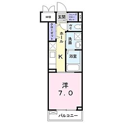 フレ・アジュール山手 1Kの間取図画像
