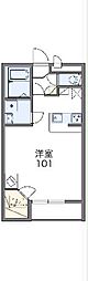 レオパレスサザンクロス 2階1Kの間取り
