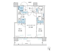 パークシティ柏の葉キャンパスザ・ゲートタワーイースト 2LDKの間取図画像