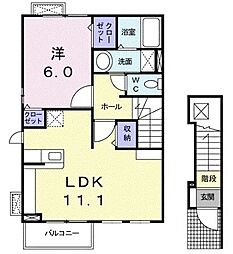 サンシャイン1 1LDKの間取図画像
