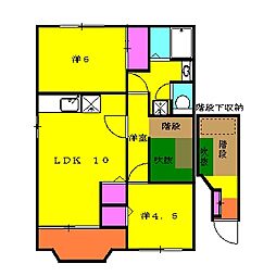 バンビラージュ1 2LDKの間取図画像