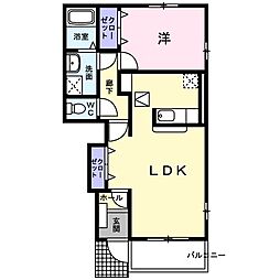 ペアハウスヒロセＦ 1階1LDKの間取り