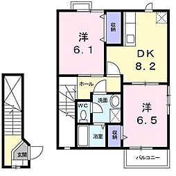 エランドールＡ 2階2DKの間取り