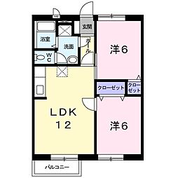 サンクレスト高萩2 2LDKの間取図画像