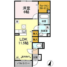 小田急江ノ島線 東林間駅 徒歩17分の賃貸アパート 1階1LDKの間取り