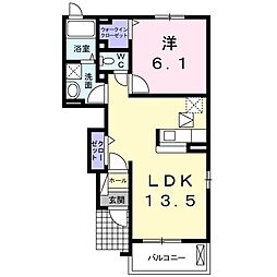 ゼファーB 1LDKの間取図画像