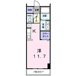 キューズ・リヴィエール ワンルームの間取図画像