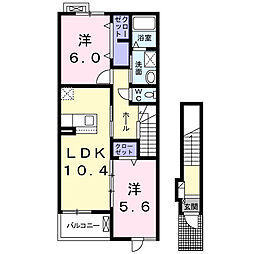 ホクレアII 2階2LDKの間取り
