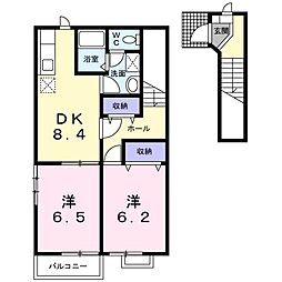 エランドールC 2DKの間取図画像