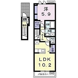 サンマリー　II 2階1LDKの間取り