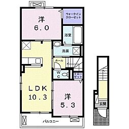 パーチェ2 2LDKの間取図画像