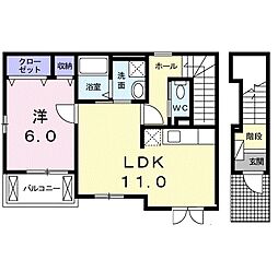 東京メトロ東西線 浦安駅 徒歩10分の賃貸アパート 2階1LDKの間取り