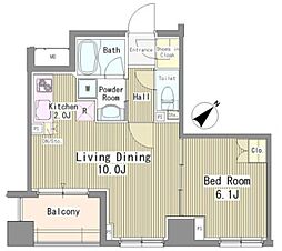 東京メトロ有楽町線 月島駅 徒歩6分の賃貸マンション 6階1LDKの間取り