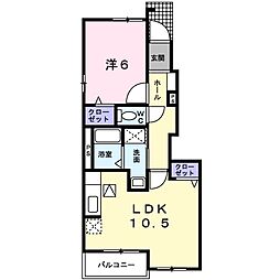 グランツ 1階1LDKの間取り