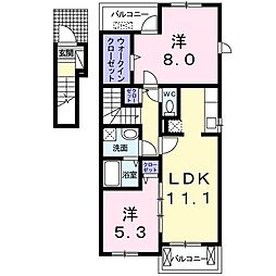ミルトラウム 2階2LDKの間取り