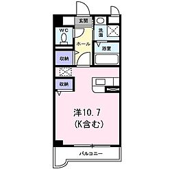 プラティークアビテ ワンルームの間取図画像