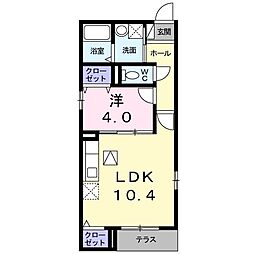 フォア・リーフ・クローバー 1階1LDKの間取り