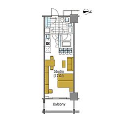 都営大江戸線 東新宿駅 徒歩5分の賃貸マンション 3階ワンルームの間取り